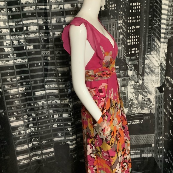 BCBGMaxazria Floral Silk Maxi Dress with Pockets - Picture 4 of 11